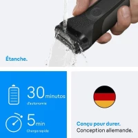 Rasoir électrique BRAUN Series 3 - Noir - Autonomie 30 minutes - Charge rapide 5 minutes(m-1)
