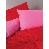 Parure de lit - 1 housse de couette 220 x 240 cm + 2 taies d'oreiller 60 x 60 cm - 100% coton renforcé - Rouge(m-4)