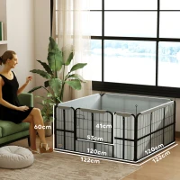 PawHut Parque para Animais de Estimação 122x122x60 cm Oxford 600D Tapete Lavável Preto(m-3)