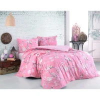 Parure de lit - 1 housse de couette 220 x 240 cm + 2 taies d'oreiller 60 x 60 cm - 100% coton renforcé - Poudre(m-1)
