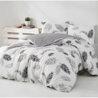 Parure de lit - 1 housse de couette 220 x 240 cm + 2 taies d'oreiller 60 x 60 cm - 100% coton renforcé - Gris(m-3)