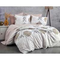 Parure de lit - 1 housse de couette 220 x 240 cm + 2 taies d'oreiller 60 x 60 cm - 100% coton renforcé - Brun(m-1)
