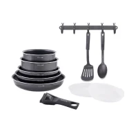 Batterie de cuisine - Tous feux dont induction - ART & CUISINE - AC1083 - Aluminium - 10 pieces - Noir(m-1)