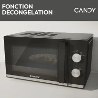 Micro-ondes Candy Moderna CMW20TNMB 700 W 20L Noir - Fonction Décongélation - Plateau Tournant en Verre - 6 Niveaux de Puissance(m-4)