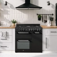 Cuisiniere piano gaz 3 fours électriques CONTINENTAL EDISON CECP903FB - 5 feux - Noir - Largeur 90 cm(m-5)