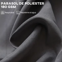 Outsunny Sombrilla Doble para Jardín 455x265x238 cm Parasol Grande con Manivela Manual Resistente al Agua Protección Solar Gris(m-7)