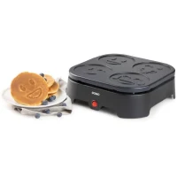Crépiere DOMO - 4 crepes -  Motifs EMOJI -  revetement anti-adhésif - 600w - l31 x L34 x h13 cm(m-2)