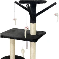 JIPSY Arbre a chat noir 79 x 34 x 138 cm - 3 plateformes, 1 perchoir, 1 niche,  1 escalier, poteaux a griffer(m-4)