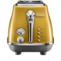 Grille-pain - DELONGHI - ICONA CAPITALS - 2 tranches - 900W - Chauffe viennoisseries - Jaune(m-1)