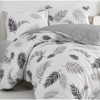Parure de lit - 1 housse de couette 220 x 240 cm + 2 taies d'oreiller 60 x 60 cm - 100% coton renforcé - Gris(m-4)