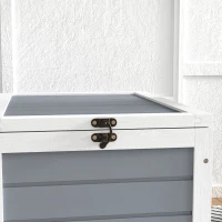 PawHut Terrario para Reptéis Casa para Tartarugas de Madeira com 2 Áreas e Suporte para Lâmpada 81x48x31,5 cm Cinza Claro(m-5)