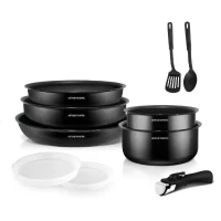 Batterie de cuisine 10 pieces Arthur Martin - Aluminium - Tous feux sauf induction - Noir(m-2)