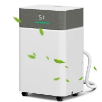 HOMCOM Desumidificador Elétrico 12L/Dia Desumidificador Silencioso Reservatório de Água 4,3L com Rodas 30,5x23,5x49,5cm Branco(m-5)