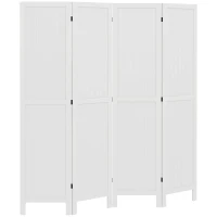 HOMCOM Biombo de Madeira 4 Painéis Dobrável 160x170 cm Branco(m-6)