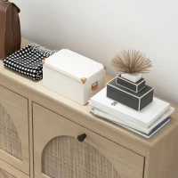 HOMCOM Móvel para Sapatos 4 Portas Basculantes 20 Pares Prateleira Ajustável Estilo Boho Pés em Madeira Maciça 105x24x97,5 cm Natural(m-4)