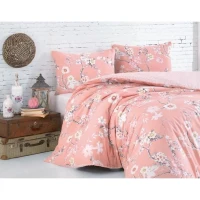 Parure de lit - 1 housse de couette 220 x 240 cm + 2 taies d'oreiller 60 x 60 cm - 100% coton renforcé - Poudre(m-2)