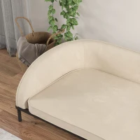 Pawhut Sofá para Cães e Gatos Cama Elevada Almofada Destacável Pés em Aço Veludo 101,5x62x34,5 cm Creme(m-5)