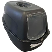 SAMBA Maison de toilette a chat - Bac a litiere - 56 x 40 x 39 cm - Noir et blanc - PET DESIGN(m-2)