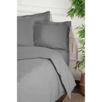 Parure de lit - 1 housse de couette 220 x 240 cm + 2 taies d'oreiller 60 x 60 cm - 100% coton renforcé - Gris(m-2)