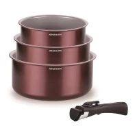 Set de 3 casseroles - ARTHUR MARTIN - AM1088 - Tout feux dont induction - 16/18/20 cm + 1 poignée amovible - Aluminium(m-1)
