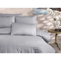 Parure de lit - 1 housse de couette 220 x 240 cm + 2 taies d'oreiller 60 x 60 cm - 80% coton, 20% polyester - Gris(m-4)
