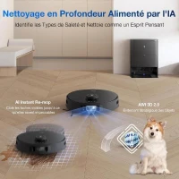 ECOVACS T30S Pro Omni Aspirateur Robot Laveur avec Station - 11000Pa - Brosse ZeroTangle - Nettoyage des serpillieres a l'eau Chaude(m-5)