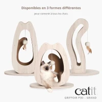 Griffoir pour chat - CATIT - Pixi Queue de chat - Avec balle en tissu et plume - Aspect chene naturel(m-6)