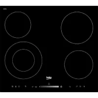 Plaque de cuisson vitrocéramique BEKO HIC64502T - 4 foyers Hi-Light - 6700W - L58 x P51cm - Noir(m-1)