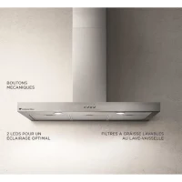 Hotte décorative inox CONTINENTAL EDISON CEHD9058S - 90 cm(m-2)