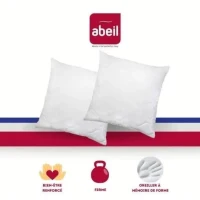 ABEIL Lot de 2 Oreillers a mémoire de forme matelassés- 60x60 cm - Blanc(m-4)