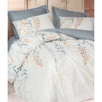 Parure de lit - 1 housse de couette 220 x 240 cm + 2 taies d'oreiller 60 x 60 cm - 100% coton renforcé - Bleu(m-4)