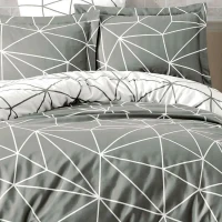 Parure de lit - 1 housse de couette 220 x 240 cm + 2 taies d'oreiller 60 x 60 cm - 100% coton renforcé - Gris(m-2)