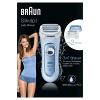 Rasoir électrique BRAUN Silk-épil Lady Shaver 5-160 pour Femme - 3 en 1 - Sans Fil - Wet & Dry - Bleu(m-6)