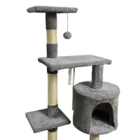 PALOMA Arbre a chat gris foncé 40 x 40 x 114cm -  3 plateformes, 1 corde, 1 niche , poteaux a griffer(m-5)