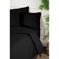 Parure de lit - 1 housse de couette 220 x 240 cm + 2 taies d'oreiller 60 x 60 cm - 100% coton renforcé - Noir(m-3)