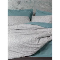 Parure de lit - 1 housse de couette 220 x 240 cm + 2 taies d'oreiller 60 x 60 cm - 100% coton renforcé - Menthe(m-4)