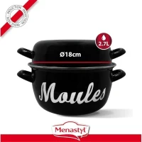 Marmite a moule - MENASTYL - 3645563 - En acier émaillé - Noir - 18 cm - Avec écritures - Tous feux dont induction(m-2)