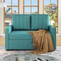 Multifunctional Folding Sofa Bed with Adjustable Backrest and 2 Cushions, Daybed Ideal for Small Homes, 127L x 75-180W x 94H cm, Green(m-1)