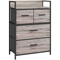 HOMCOM Industrial-Style 4-Drawer Fabric Dresser with Open Shelf — 60 x 29 x 85 cm (23.6 x 11.4 x 33.5 in) Gray