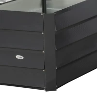 Outsunny Canteiro de Canto em L Sem Fundo 115x115x44 cm Aço Galvanizado Cinza Escuro(m-5)