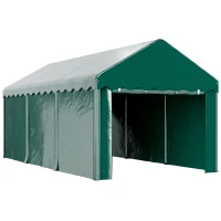 Outsunny Tenda de Garagem 3x6 m Abrigo Robusto com 2 Portas Enroláveis e Lona PE 200 g/m² Verde(m-7)