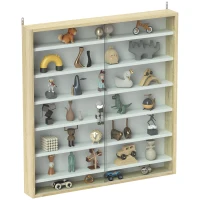 HOMCOM Vitrine de Parede 80x9,5x83 cm 6 Prateleiras Ajustáveis 2 Portas de Vidro(m-6)