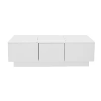 High‑gloss Coffee Table with Push‑Pull Concealed Storage, Double‑Sided Drawers, TV Stand for Living Room, 100L x 50W x 31H cm, White(m-2)