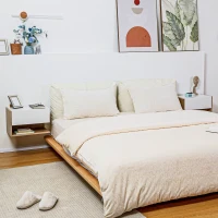 HOMCOM Conjunto 2 Mesas de Cabeceira Suspensas Gaveta Deslizante e Prateleira Bicolor 46x30x30 cm Branco(m-2)