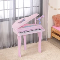 HOMCOM Piano Infantil 37 Teclas com Microfone e Luzes LED Rosa(m-2)
