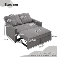 Multifunctional Folding Sofa Bed with Adjustable Backrest and 2 Cushions, Daybed Ideal for Small Homes, 127L x 75-180W x 94H cm, Dark Grey(m-3)
