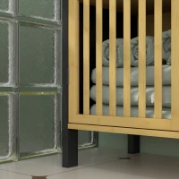 HOMCOM Móvel Sob Lavatório 2 Portas com Prateleira Ajustável 60x30x70 cm Mdf e Bambu(m-5)