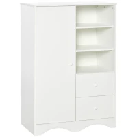 HOMCOM Armário Multiuso Branco 5 Prateleiras 3 Compartimentos Abertos e 2 Gavetas 85,7x49,2x123,8 cm(m-6)