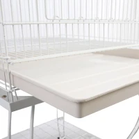 PawHut Grande volière cage à oiseaux design avec mangeoire perchoir suspendu plateau amovible étagère et roulettes 54L x 54l x 153H cm blanc(m-6)