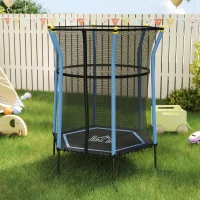 HOMCOM Tappeto Elastico per Bambini con Ingresso a Cerniera e Pali Imbottiti, in Acciaio, PP e EPE, Ø163.5x190 cm, Blu(m-2)